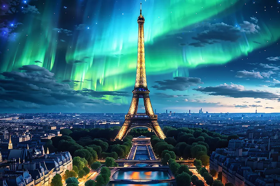 aurora boreal sobre París